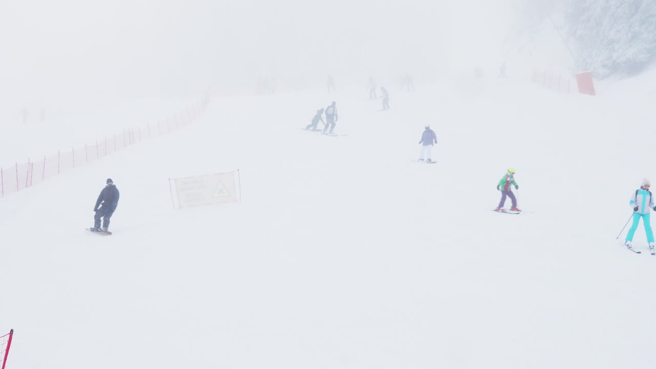 Skiing and Snowboarding in Fog