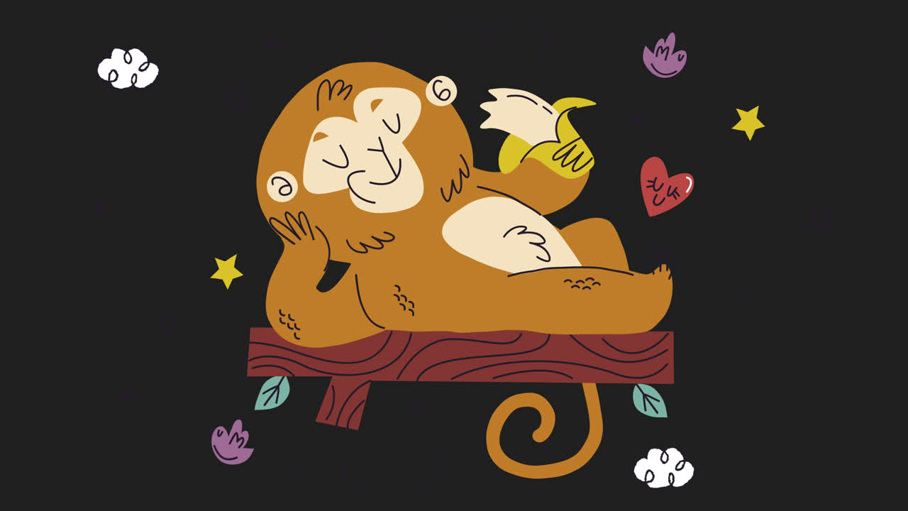 милая обезьяна ест бананы