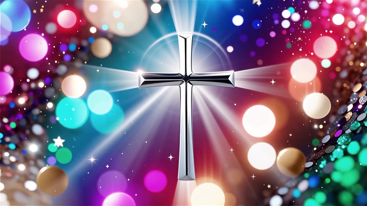 Croce Cristiana Luce Celestiale Sfondo per il Culto.
