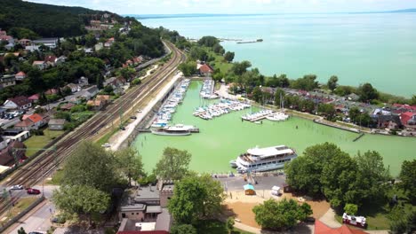 Fonyód,-Hungary-Sailing-yachts-in-the-port-of-Fonyód,-on-Lake-Balaton-in-Hungary