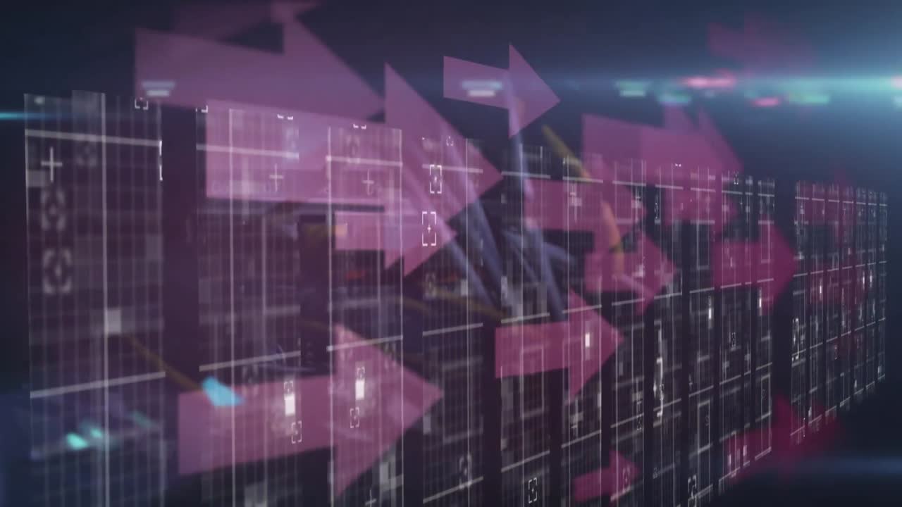 Arrows moving against data processing