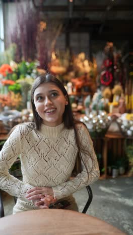 young woman in a cozy cafe