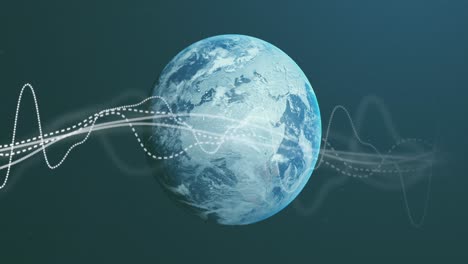 communication network processing data over planet earth in space