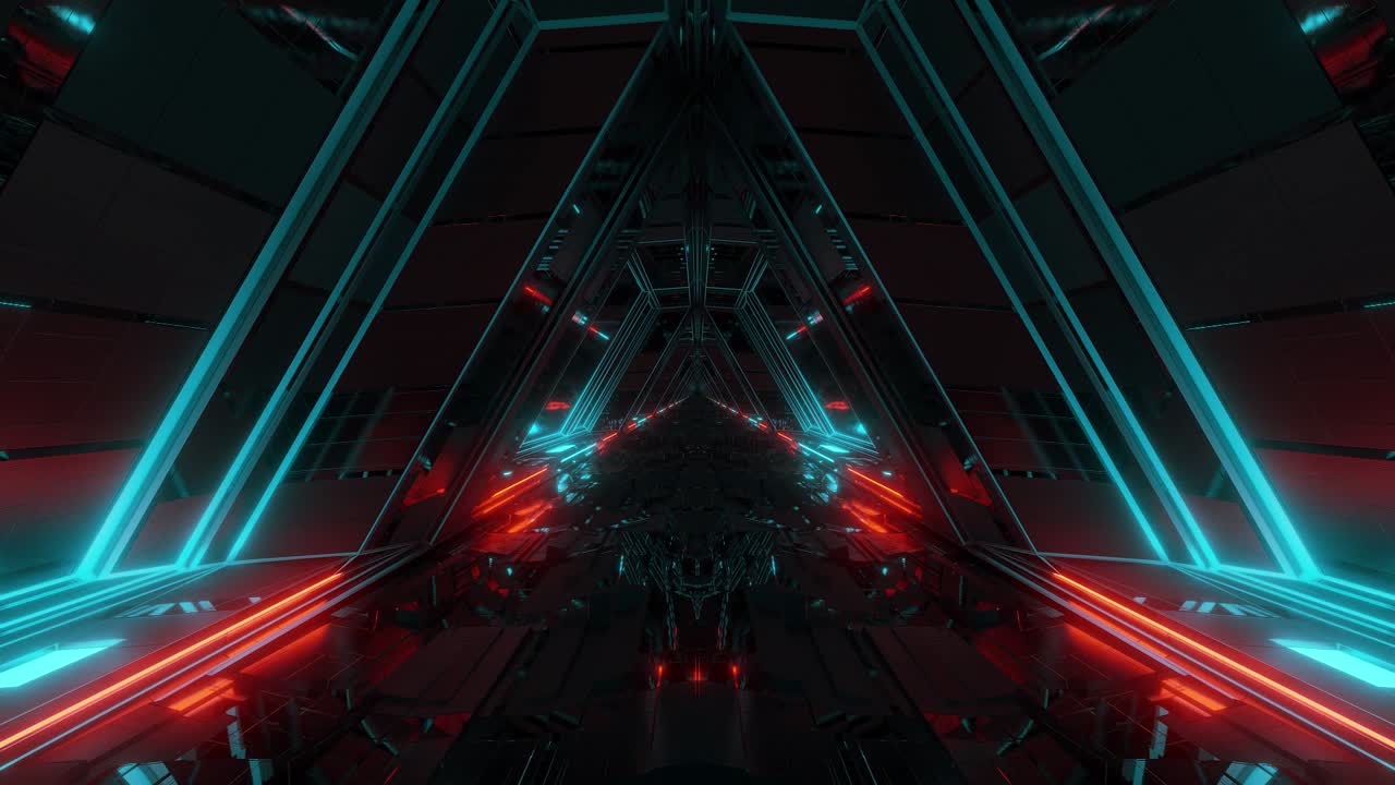 futuristica sci-fi nave da guerra spaziale hangar corridoio tunnel con finestre di vetro riflettente illustrazione 3d sfondo di movimento carta da parati live club visuali vj loop