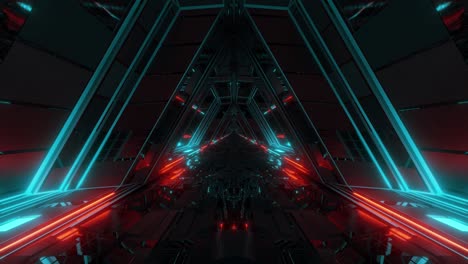 futuristic sci-fi space war ship hangar tunnel corridor with reflective glass windows 3d illustration motion background live wallpaper club visuals vj loops