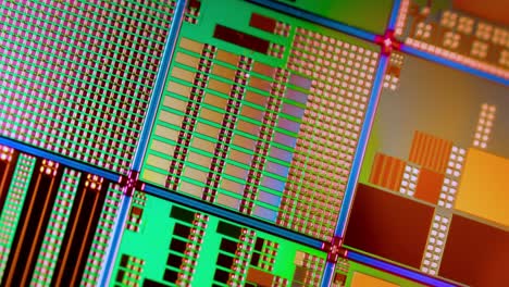 close-up view of microchip components