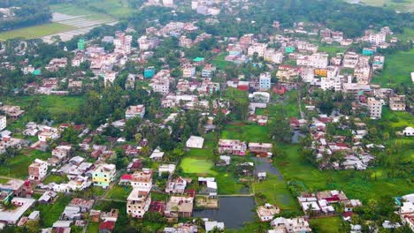 residential neighbourhood aerial green space in third world country asia