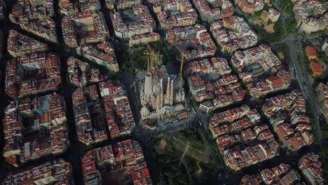 aerial view of barcelona city at sagrada familia neighbourhood in barcelona, spain