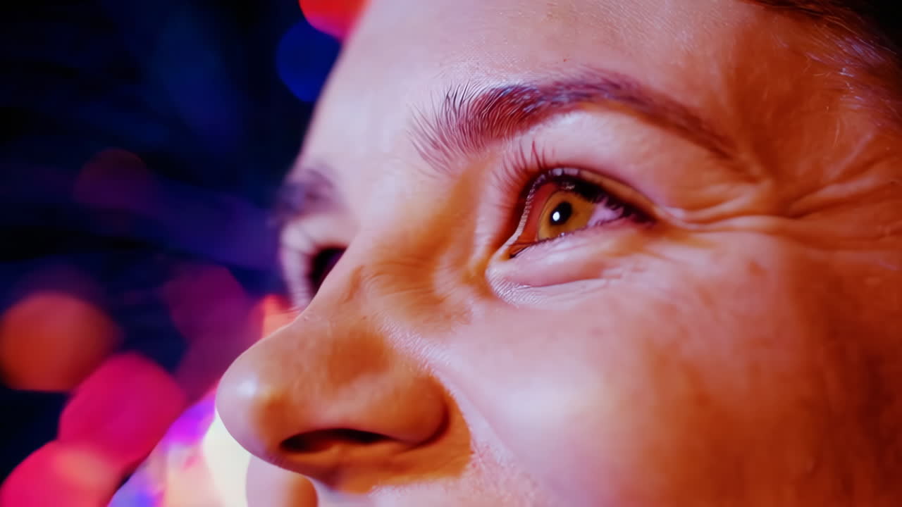 Woman's Profile Close-up at Night