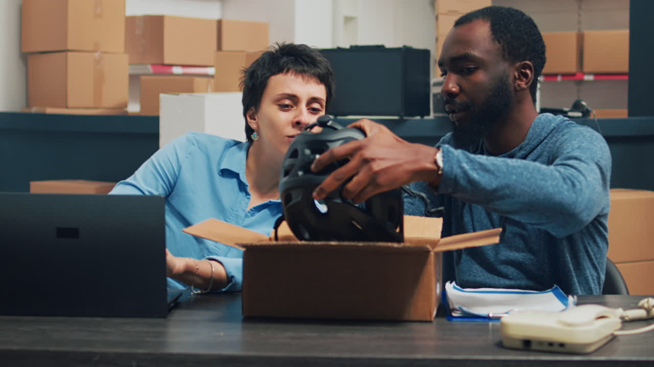 Team preparing delivery in warehouse