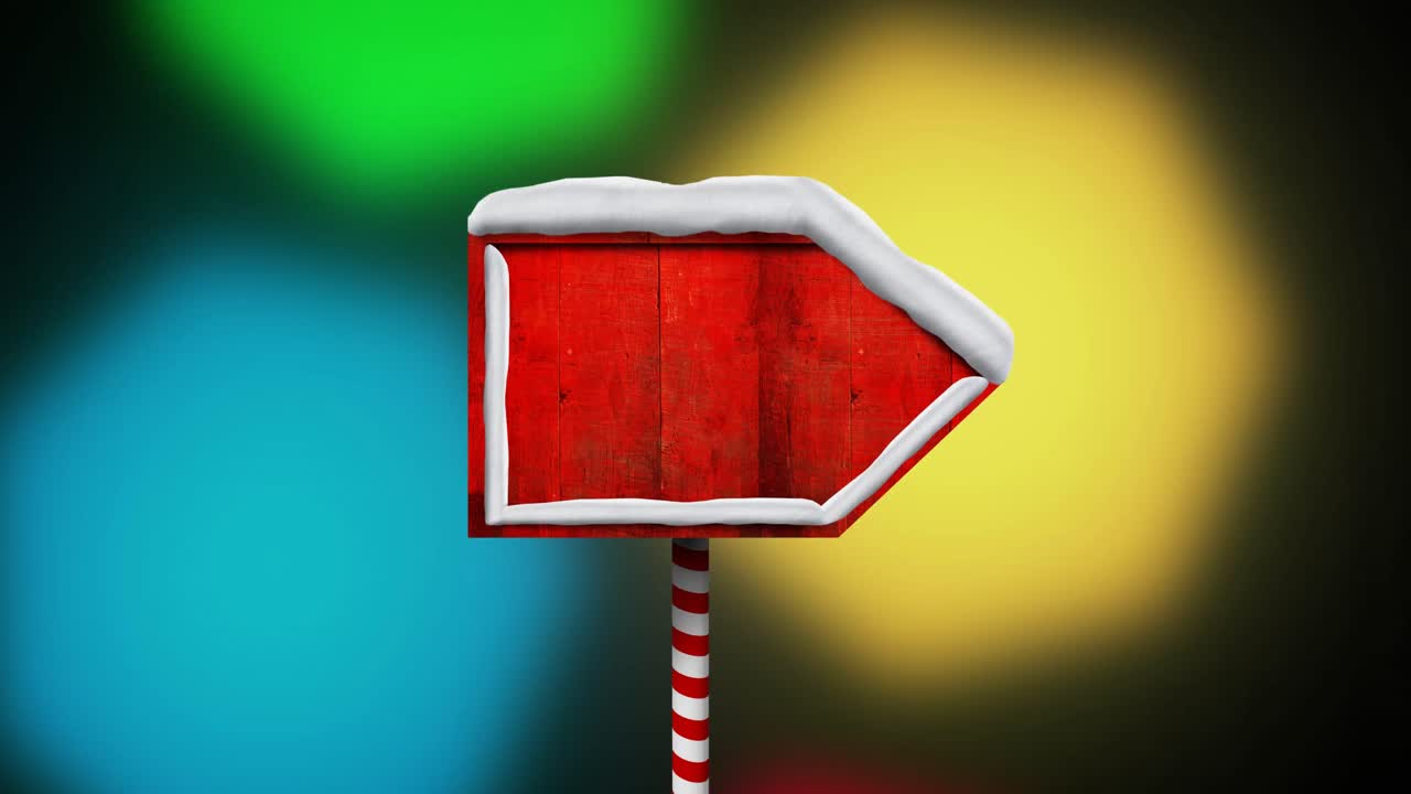Animation of christmas red sign with copy space and fairy lights flickering over black background