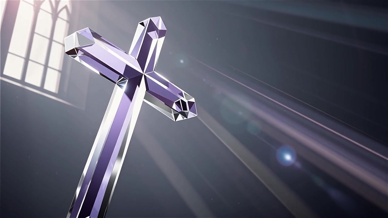 Croce Cristiana Luce Celestiale Sfondo per il Culto.