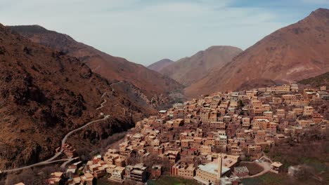 aerial view of a mountain village in the atlas mountains of morocco