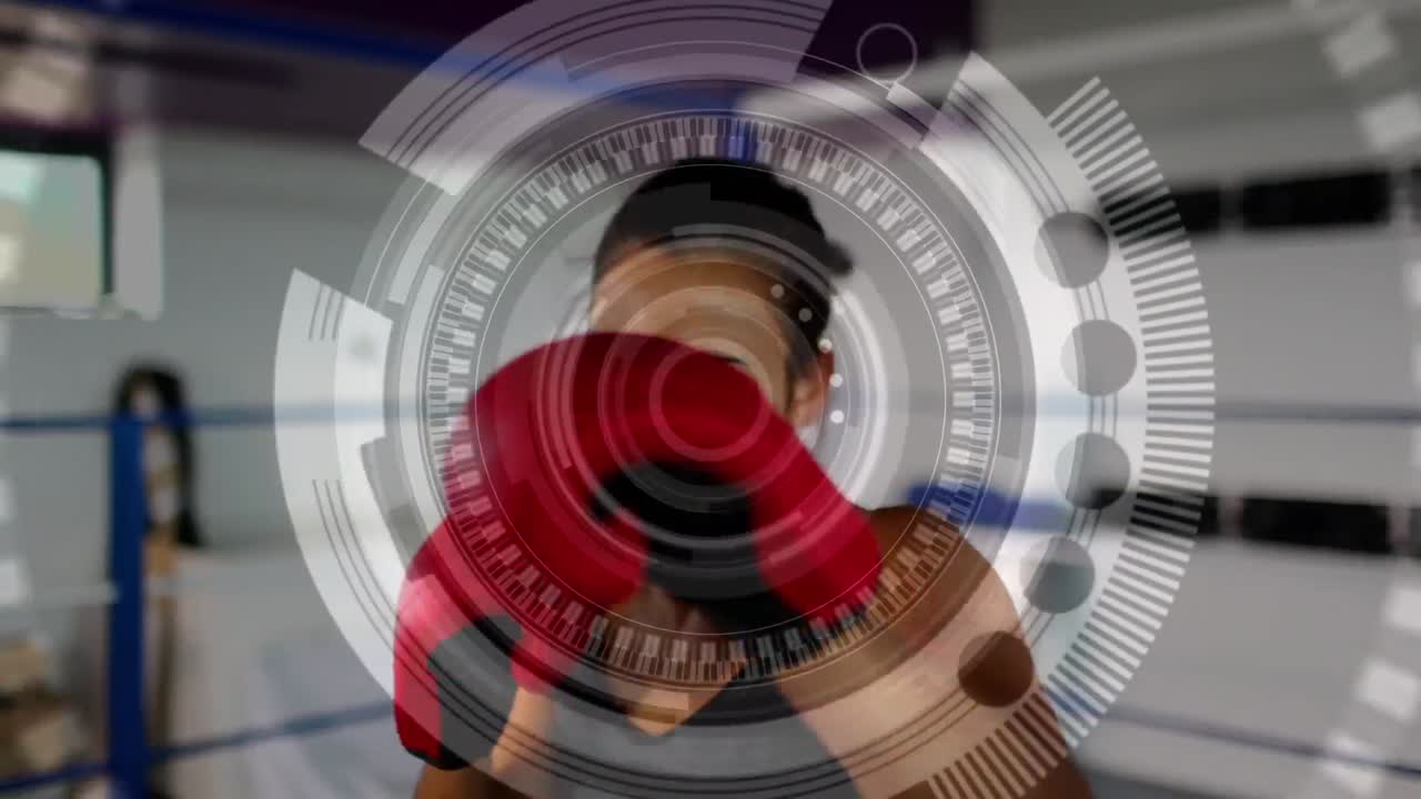 여자 권투와 함께 스캐닝 범위를 회전