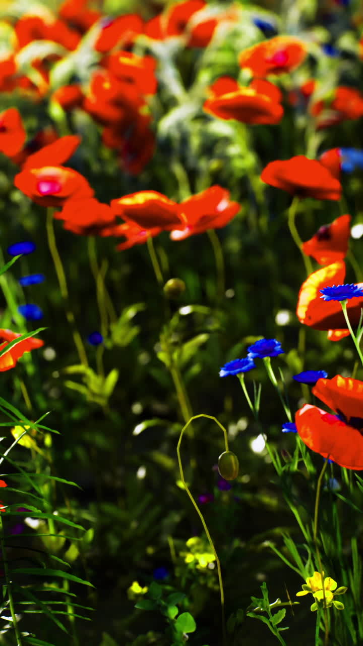 Vibrant wildflowers blooming in a colorful meadow during summer season
