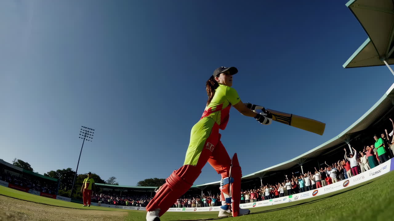 Woman Cricket Player in Action