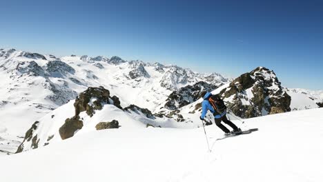 ski mountain guide skiing spring snow in stunning winter alpine landscape