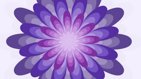 animated fantasy flower in trendy ultra violet color, tunnel animation on white background. hypnotic abstract movie