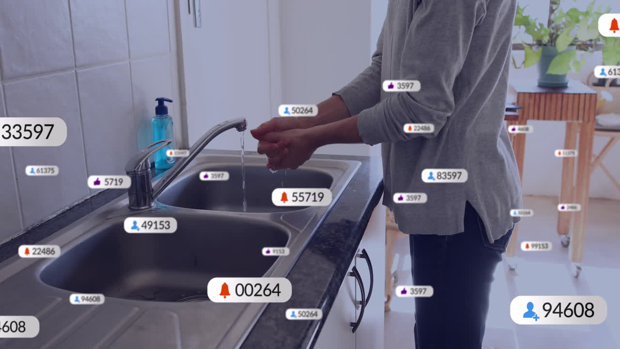 카우카스 여성이 손을 는 미디어 아이콘의 애니메이션
