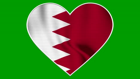 bahrain heart love flag loop - realistic 4k flag waving in the wind. seamless loop with highly detailed fabric texture