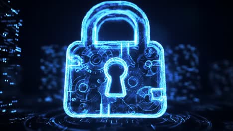 a futuristic digital lock: exploring the concept of security through high-tech imagery and advanced visual effects for modern cyber protection