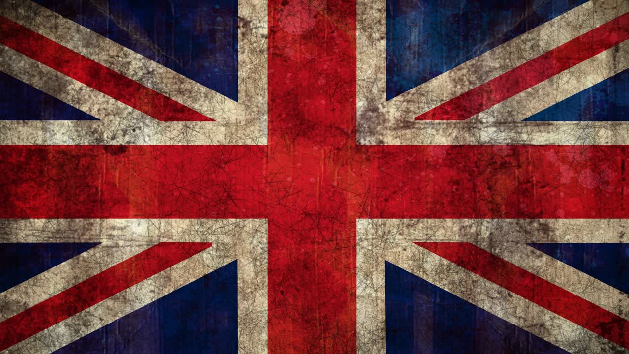 animación de la bandera británica con un patrón angustiado