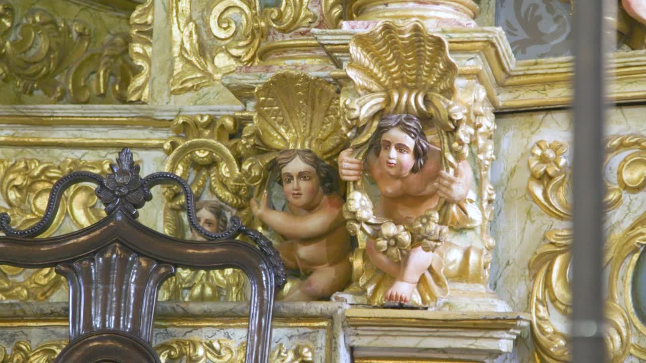 Golden angels church decoration chair altar
