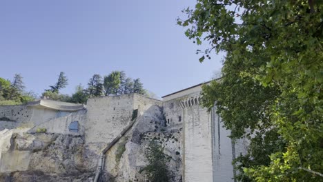 Pared-De-Roca-Con-Fuerte-Histórico-Y-Un-árbol-En-Primer-Plano-En-Avinong