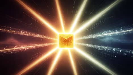 a glorious energy sphere emanating light beams and particles, radiating in all directions, encapsulating the essence of creation and cosmic power