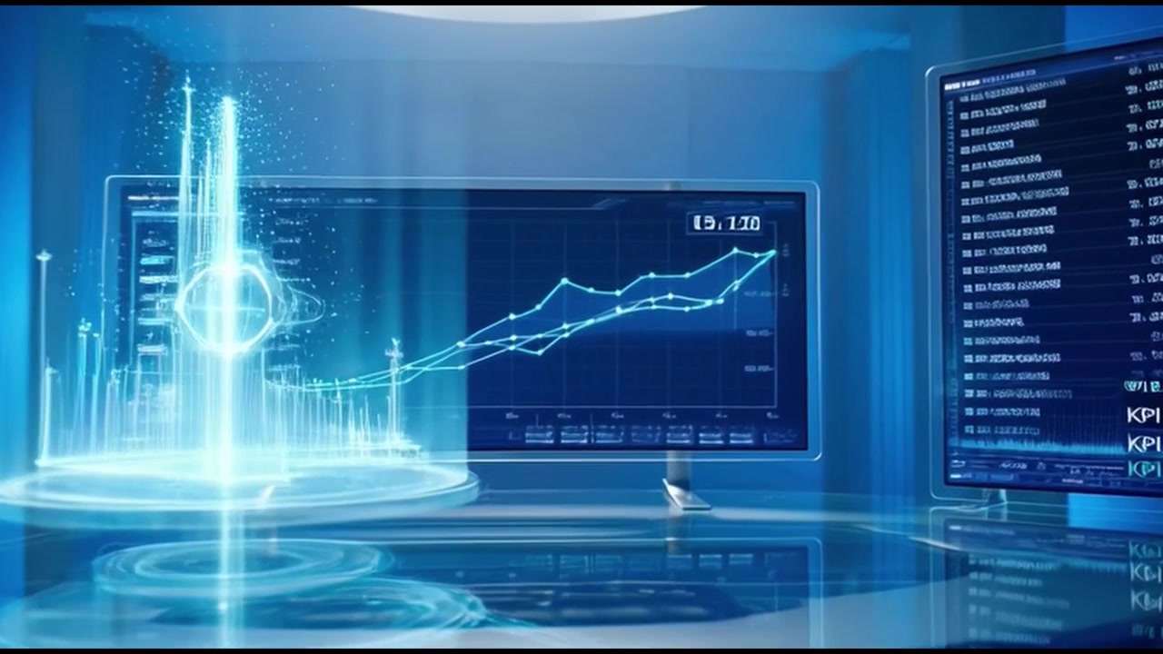 Futuristic Digital Control Room with Holographic Data Displays