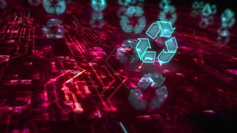 reciclaje de residuos electrónicos datos y símbolos de la industria sostenible ciclo concepto cibernético