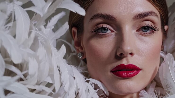 Woman with feathers portrait