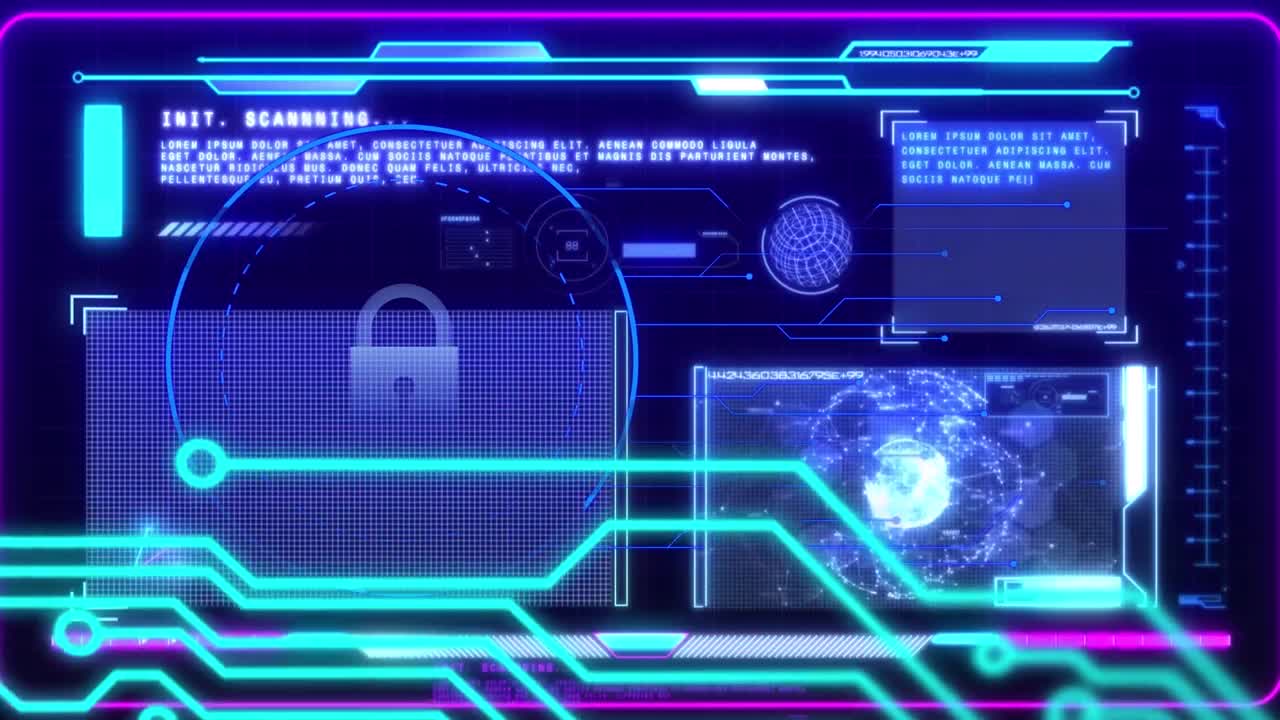 Animation of network of connections and data processing on interface