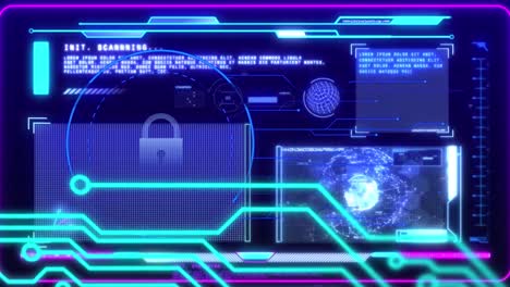 Animation of network of connections and data processing on interface
