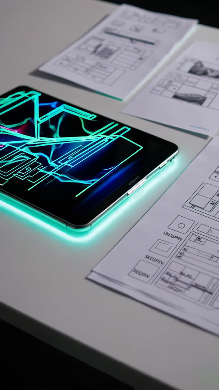 Tablet with digital map overlay on design documents