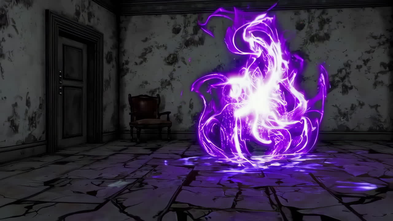 Purple Energy Orb in an Abandoned Room