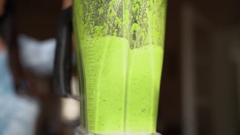 making organic green vegetable juice with a kitchen