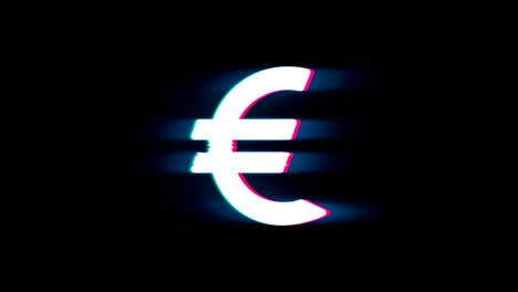 uro european currency symbol on glitch retro vintage animation.