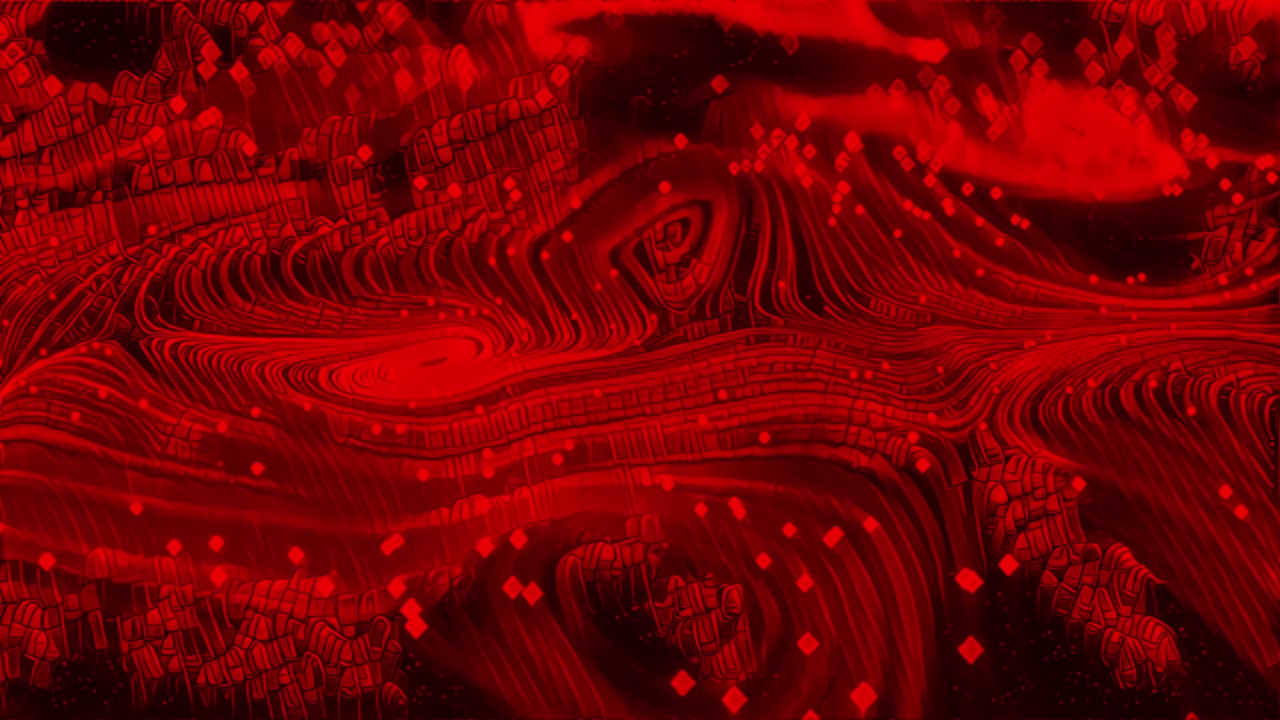 움직이는 액체 페인트의 추상적인 애니메이션의 빨간색 크림슨 무 루프