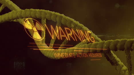 animation of warning text over dna strand