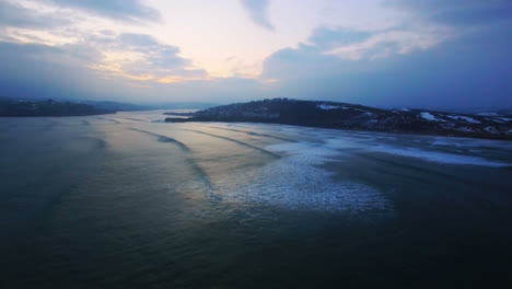 aerial view of sea at dusk 4k