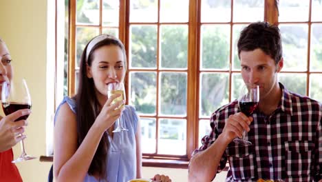 Friends-toasting-glasses-of-champagne-and-red-wine