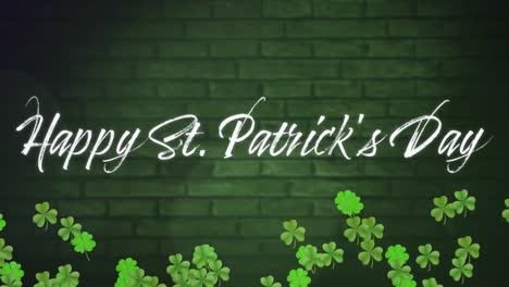 Word-Happy-St.-Patricks-day-with-animation-of-green-clovers-moving