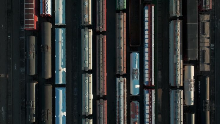 Impressive aerial view showcasing Nashville's vast, modernized train industry