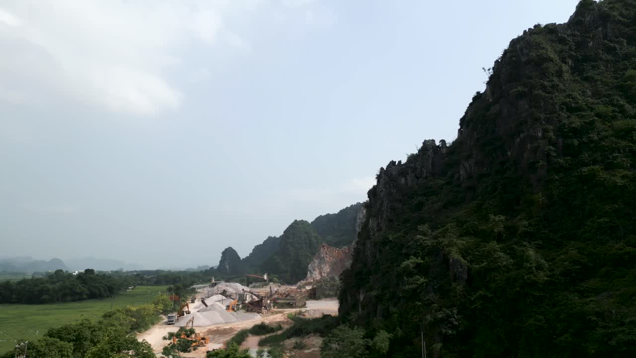 Quarry and Mountain Landscape