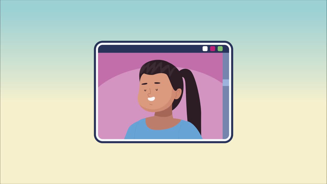 woman communicating in tablet animation