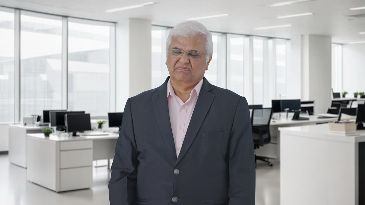 el gerente senior indio molesto golpeando su cabeza