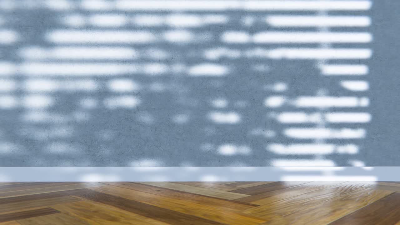Sunlight Shadows Moving on a Textured Wall and Parquet Floor