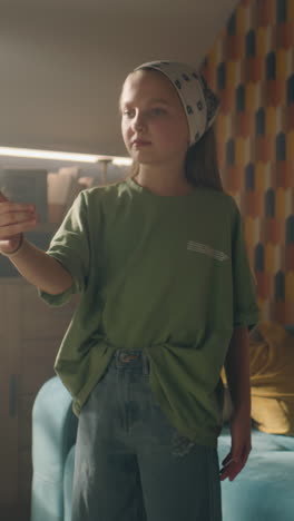 teenage girl posing in a room