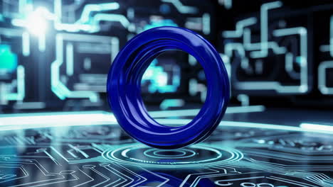 futuristic blue ring on circuit board